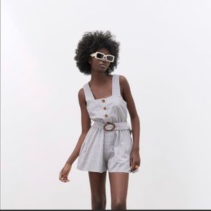 NEW- BLUE AND WHITE STRIPPED ROMPER